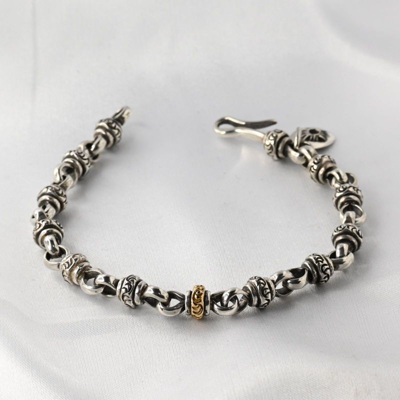 【研磨済】 ARIZONA FREEDOM ブレスレット 唐草 太陽神 23cm K18 シルバー925