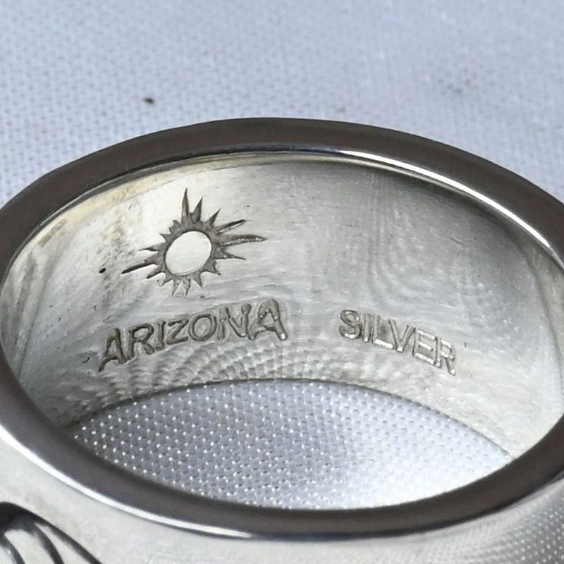 【研磨済】 ARIZONA FREEDOM シルバー ルビー リング 14号  太陽神 唐草 silver 925 アリゾナフリーダム