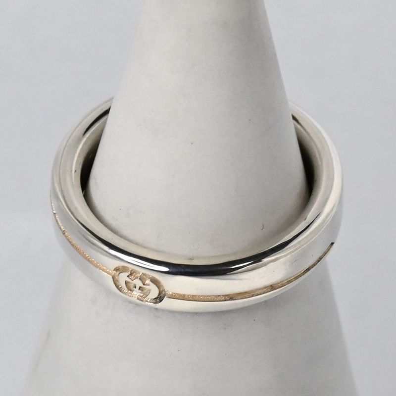 【新品仕上げ】美品 GUCCI ダイアゴナル インターロッキングG スリム リング 7サイズ グッチ