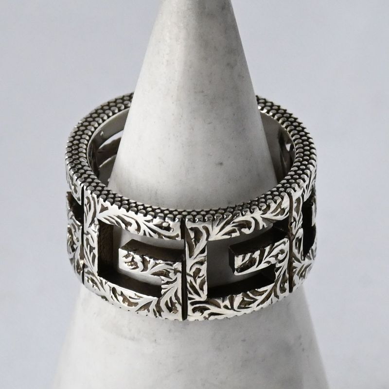 【研磨済】美品 GUCCI アラベスク スクエアG リング サイズ15 Ag925 指輪 グッチ