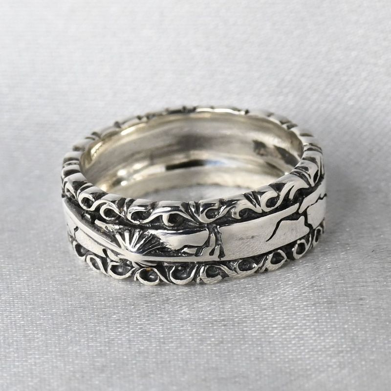 【新品仕上げ】SAAD リング 7.5号 シルバー925 クラックデザイン 太陽神