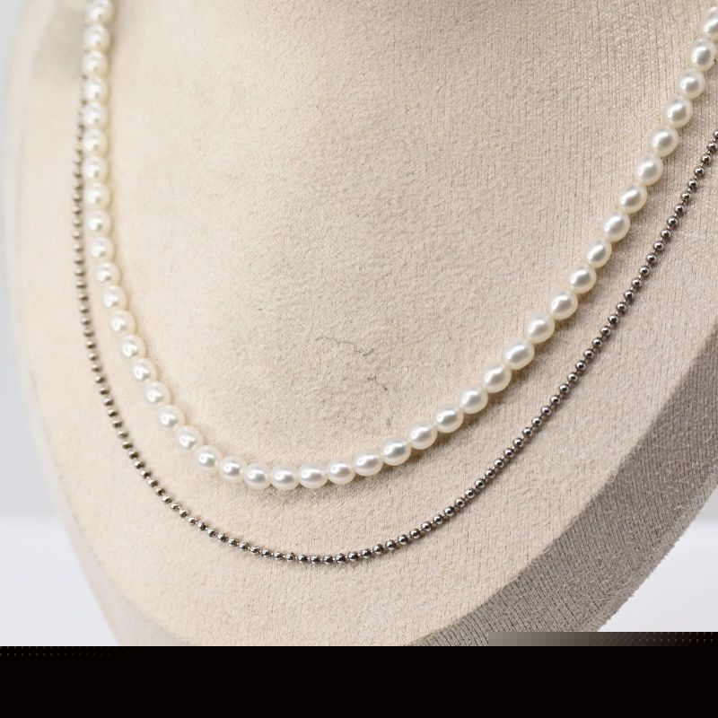 【研磨済】4℃ パール ネックレス シルバー925 チェーン 39cm ヨンドシー