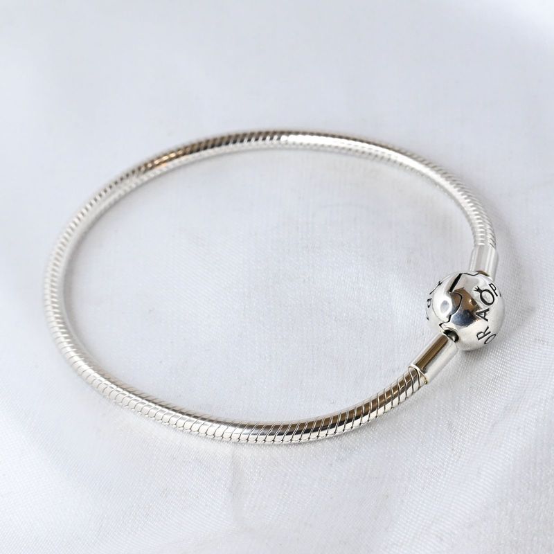 【新品仕上げ】 PANDORA Moments Snake Chain Bracelet 18cm ブレスレット 美品 パンドラ シルバー925