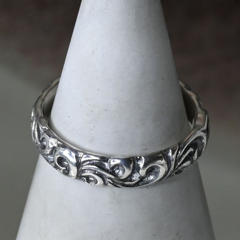 【研磨済】SAAD シルバー リング 19号 唐草 アラベスク シルバー925 指輪