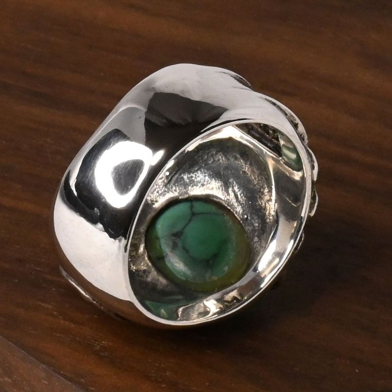 【研磨済】SAAD ターコイズ フェザー リング 11号 シルバー925 指輪