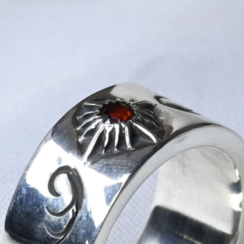 【研磨済】 ARIZONA FREEDOM シルバー ルビー リング 14号  太陽神 唐草 silver 925 アリゾナフリーダム