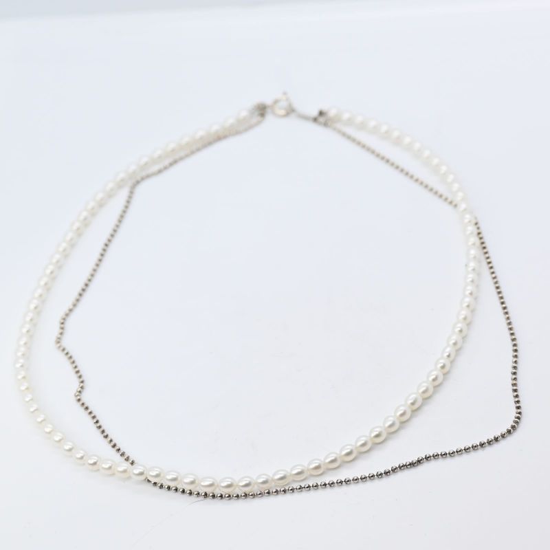 【研磨済】4℃ パール ネックレス シルバー925 チェーン 39cm ヨンドシー