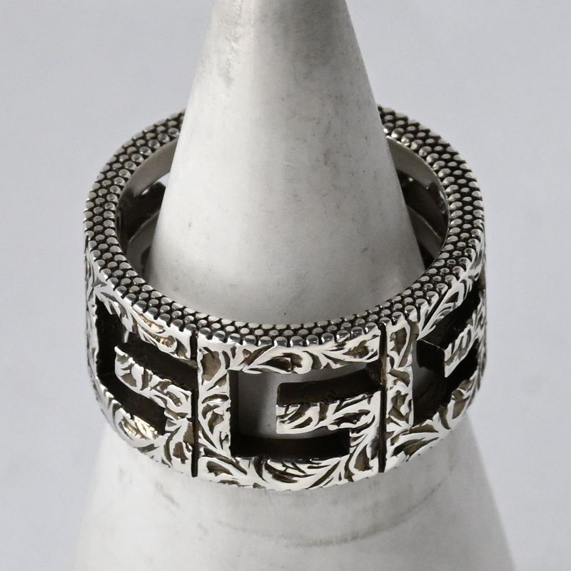 【研磨済】美品 GUCCI アラベスク スクエアG リング サイズ15 Ag925 指輪 グッチ