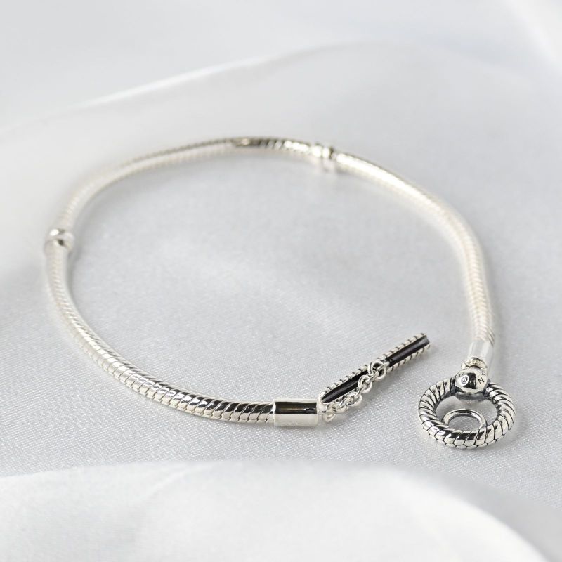 【新品仕上げ】 PANDORA T-Bar Snake Chain Bracelet ブレスレット 美品 パンドラ シルバー925