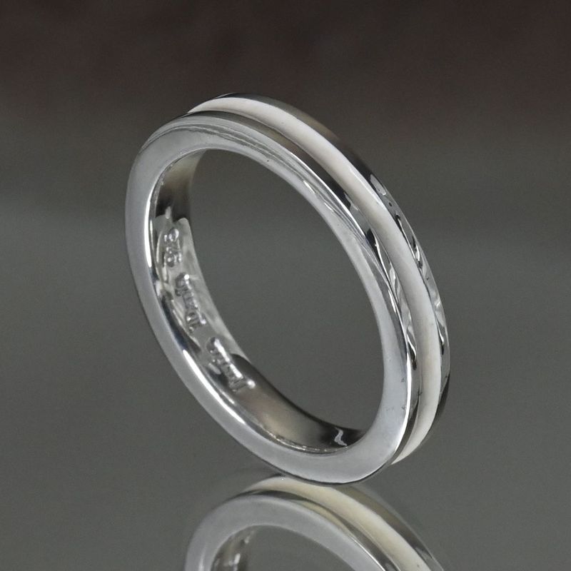 【研磨済】 JUSTIN DAVIS ホワイトエナメル シルバー リング 11号 ジャスティンデイビス 指輪