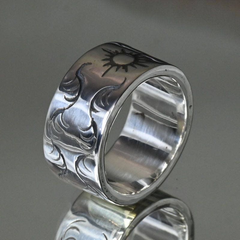 【研磨済】 ARIZONA FREEDOM シルバー リング 17号 R-10a 太陽神 唐草 silver 925 アリゾナフリーダム