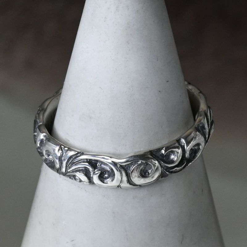 【研磨済】SAAD シルバー リング 19号 唐草 アラベスク シルバー925 指輪