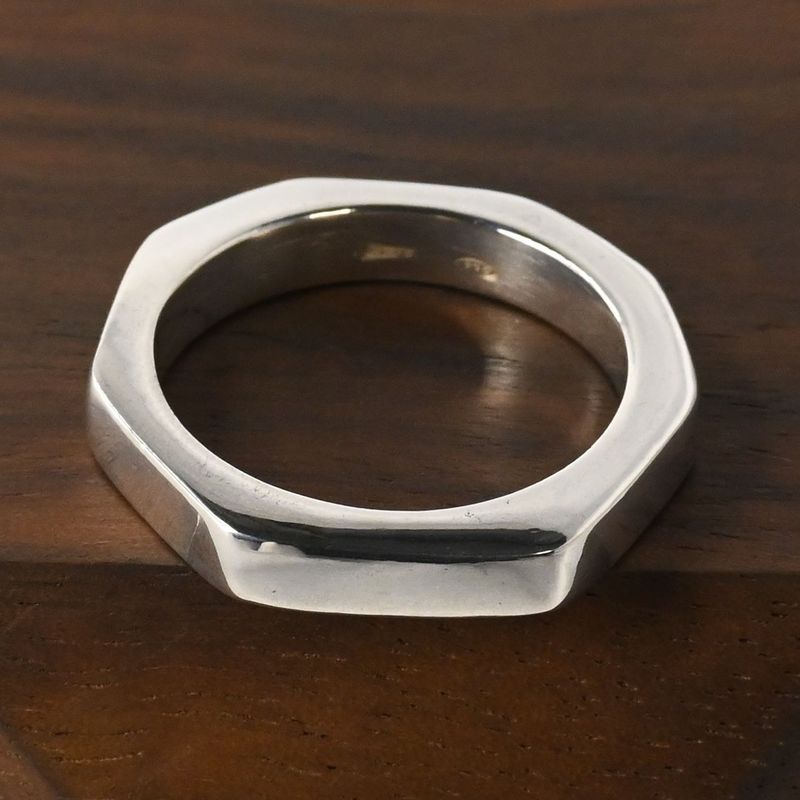 【新品仕上げ】美品 90’s オールドグッチ GUCCI オクタゴン ナット リング 指輪 13号 Ag925