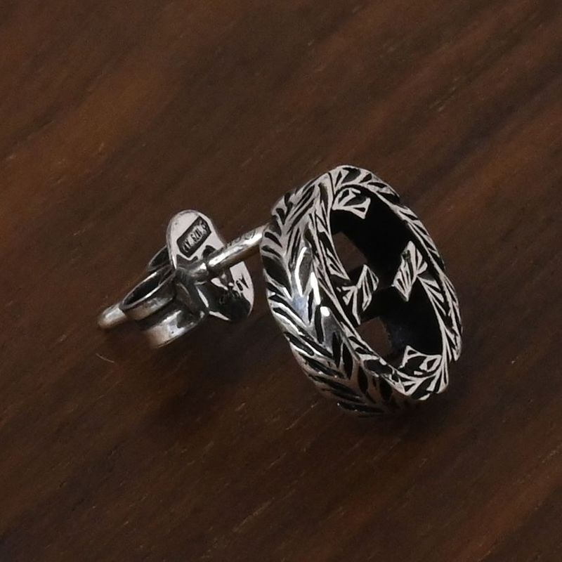 【研磨済】 GUCCI グッチ インターロッキングG アラベスク ピアス(片耳用) 925