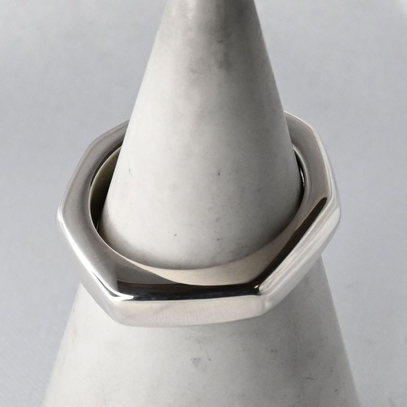 【新品仕上げ】美品 90’s オールドグッチ GUCCI オクタゴン ナット リング 指輪 12.5号 Ag925