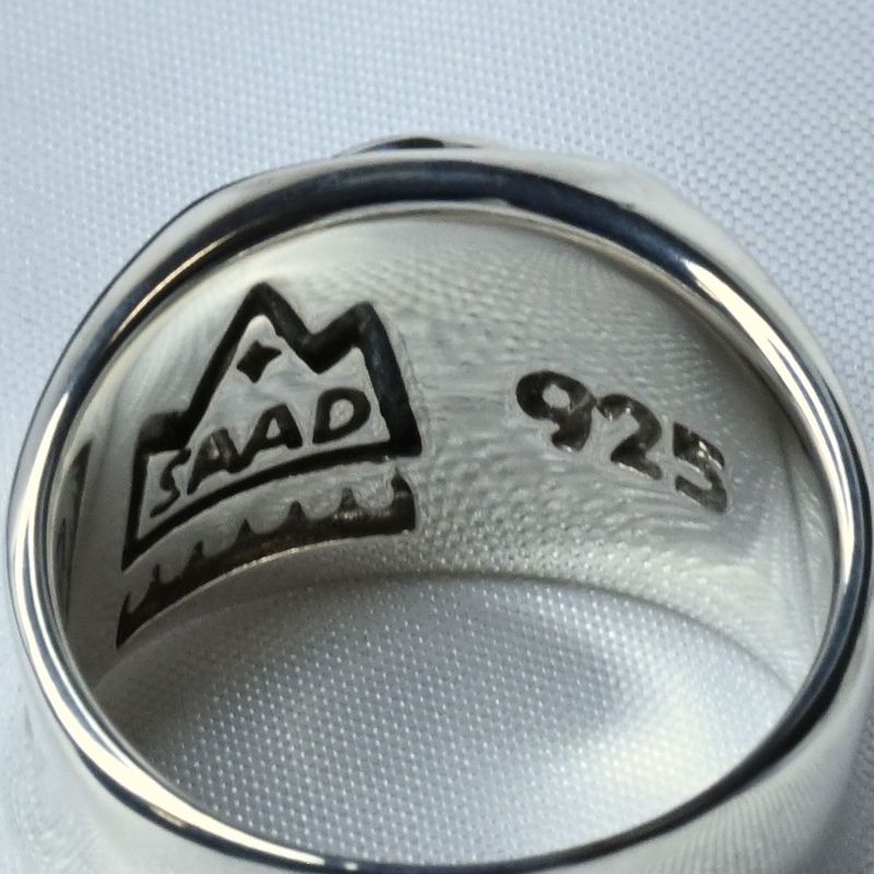 【新品仕上げ】SAAD ストーン リング 21号 シルバー925 太陽神 唐草