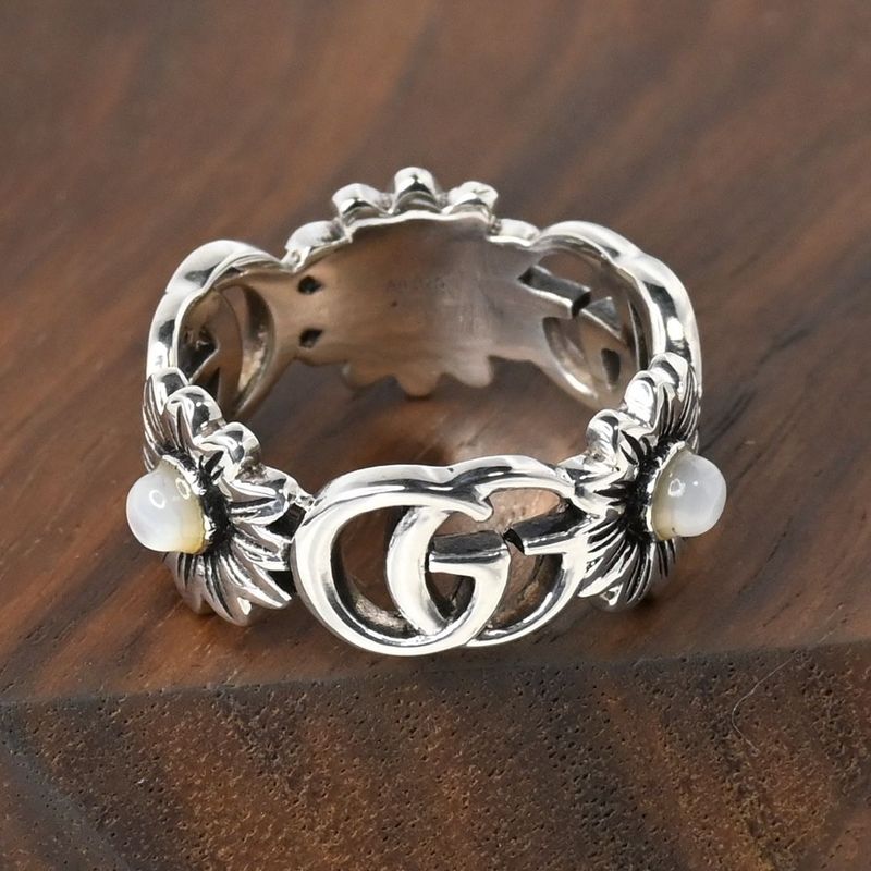 【新品仕上げ】美品 GUCCI ダブルG マザー・オブ・パール リング サイズ13