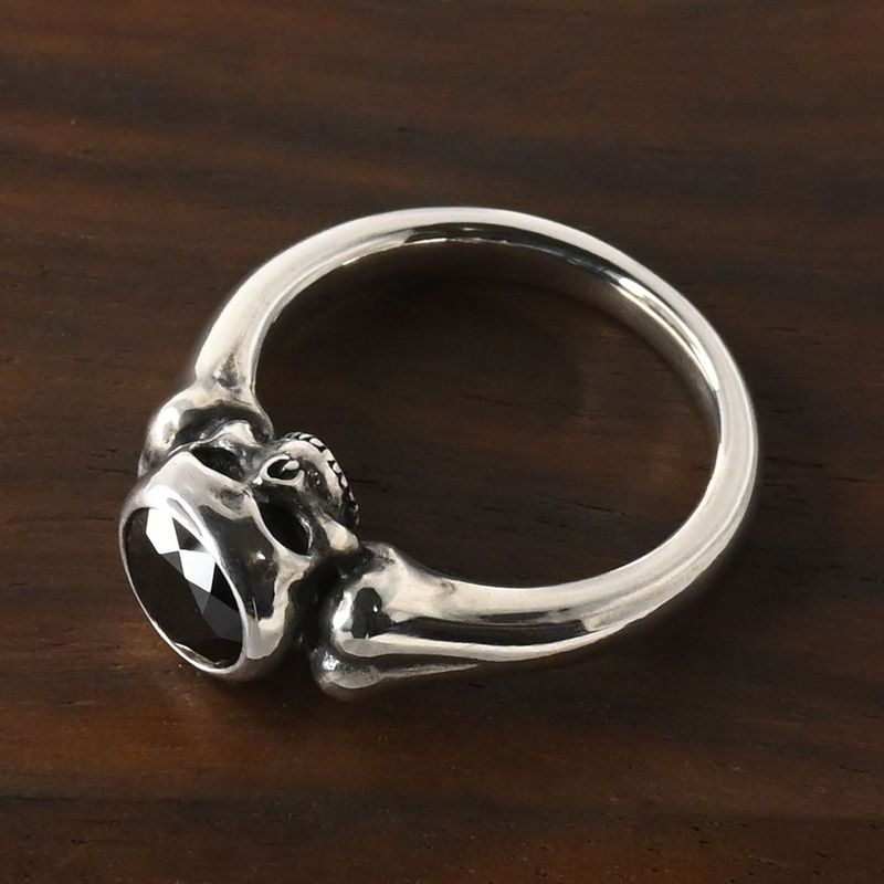 【研磨済】JUSTIN DAVIS SECRET SKULL RING ブラック SRJ460B 7号 シルバー925 リング 指輪 スカル JxU