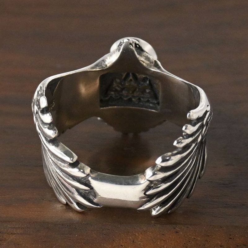 【研磨済】SAAD イーグル ターコイズ リング 17号 シルバー925 サード