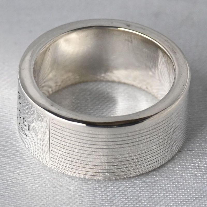 【訳あり】【研磨済】 GUCCI ロゴ リング SV925 シルバー 9号 指輪 グッチ