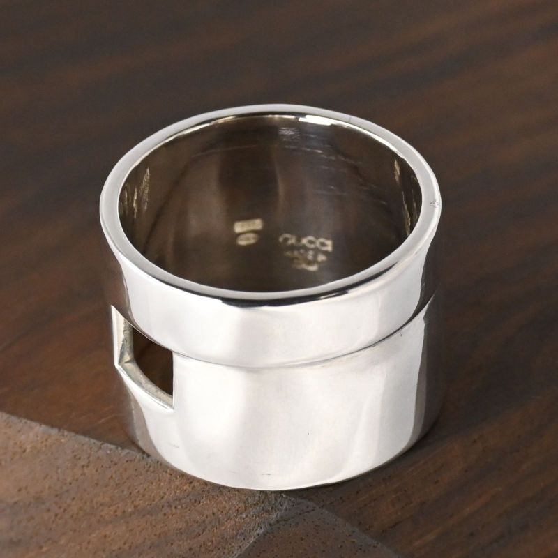 【研磨済】美品 90’s オールドグッチ GUCCI HEAVY BAND G RING リング 指輪 22号 Ag925