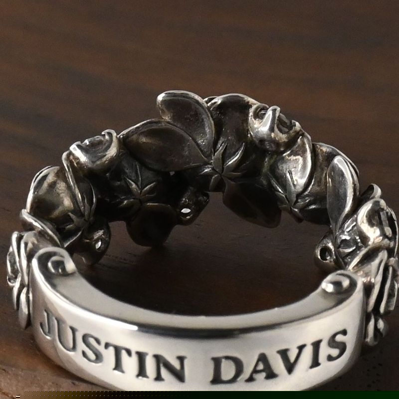 【研磨済】JUSTIN DAVIS ROSARIUM リング SRJ667 7号 シルバー925 リング 指輪 ローズ 薔薇
