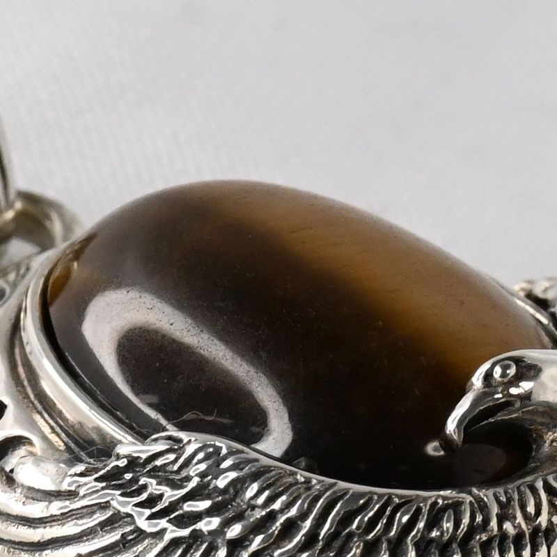 【研磨済】SAAD タイガーアイ イーグル シルバー925 ペンダントトップ ネックレスチャーム