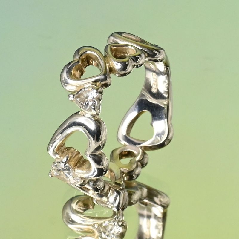 【研磨済】4℃ ハート ストーン シルバー リング 8号 925 美品 ヨンドシー 指輪