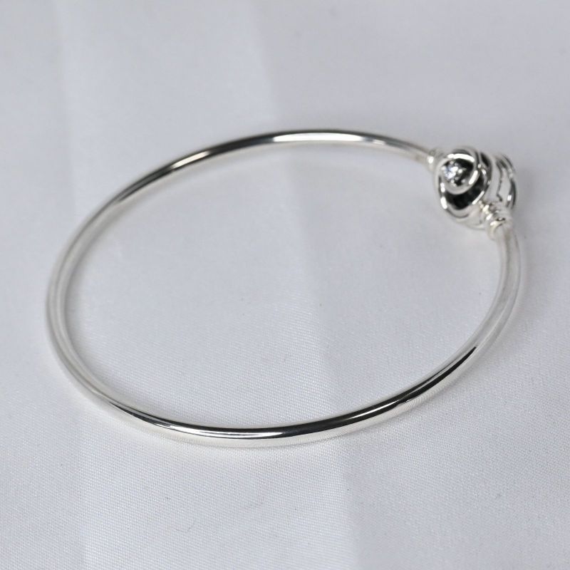 【研磨済】PANDORA Moments Encircled Clasp Bangle 20cm バングル 美品 シルバー925