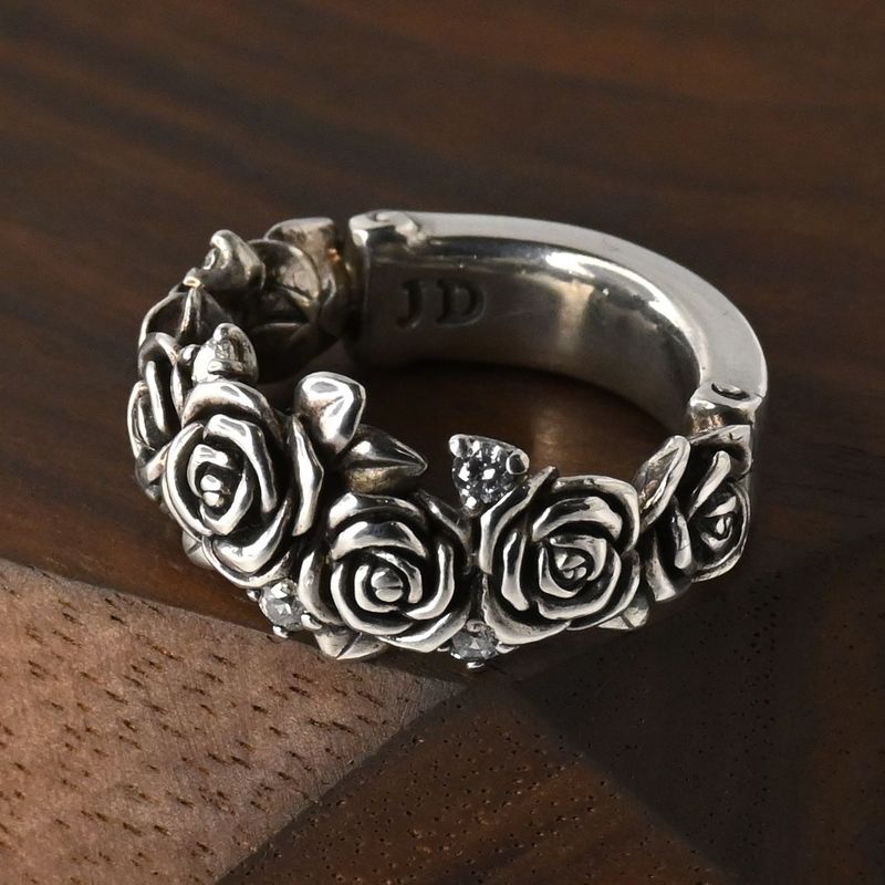 【研磨済】JUSTIN DAVIS ROSARIUM リング SRJ667 7号 シルバー925 リング 指輪 ローズ 薔薇