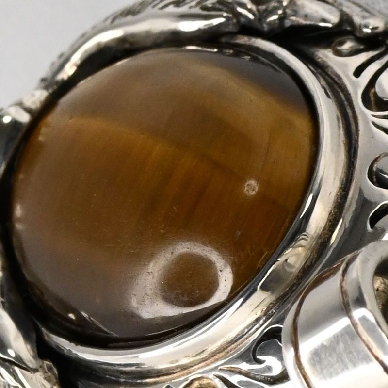 【研磨済】SAAD タイガーアイ イーグル シルバー925 ペンダントトップ ネックレスチャーム