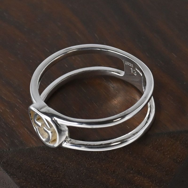 【研磨済】 GUCCI インターロッキング リング スリム 12号 指輪 Ag925