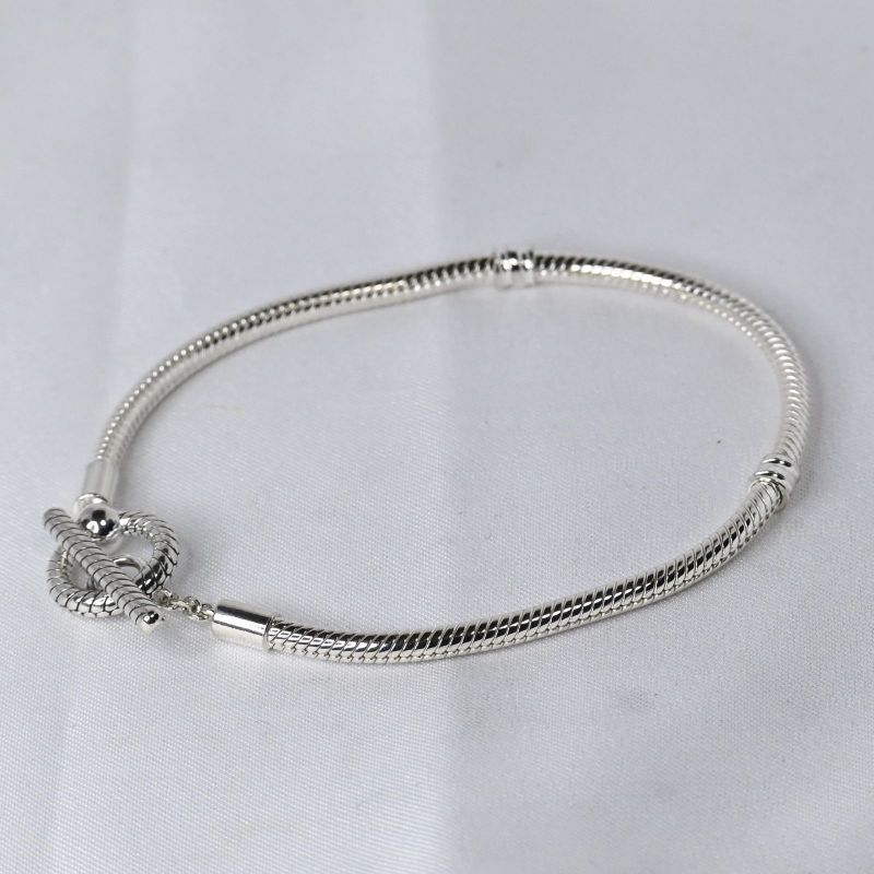 【研磨済】PANDORA T-Bar Snake Chain Bracelet 20cm ブレスレット パンドラ シルバー925 美品