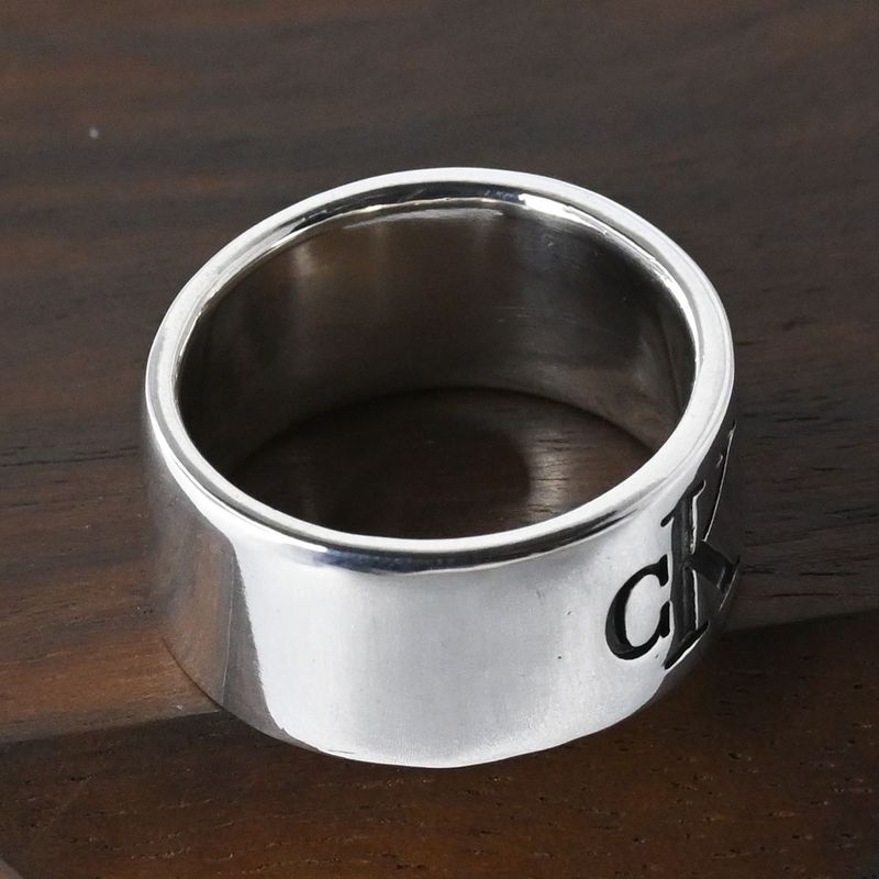 【研磨済】Calvin Klein ロゴ ワイド リング 指輪 10.5号 カルバン・クライン
