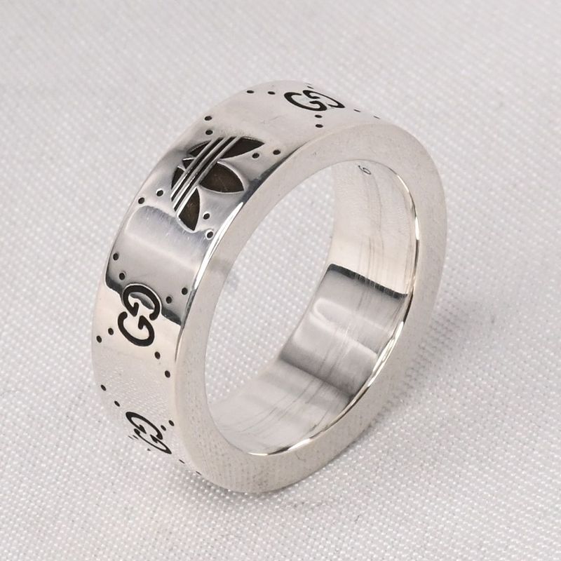 【研磨済】 GUCCI × Adidas シルバー リング 8.5号 Ag925 指輪 グッチ アディダス