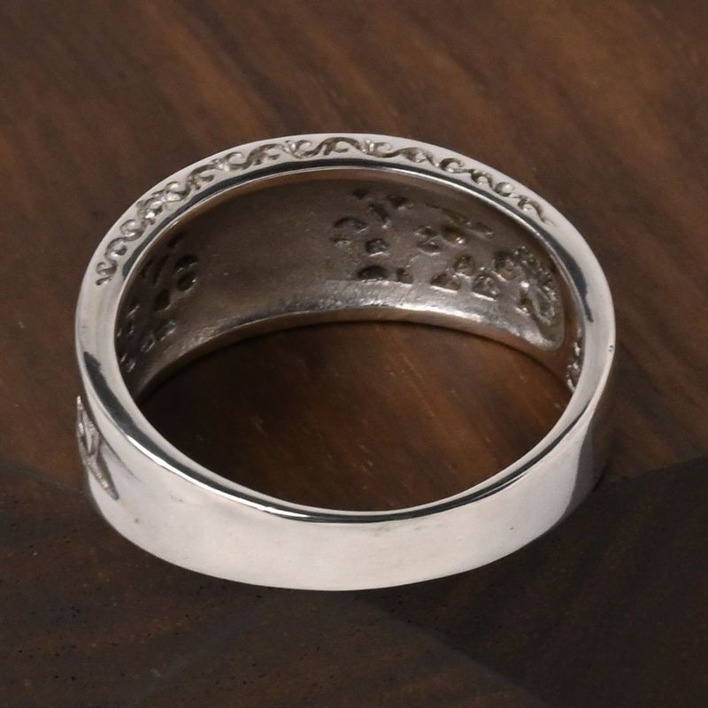 【研磨済】SAAD シルバー リング 20.5号 唐草 太陽神 シルバー925 指輪