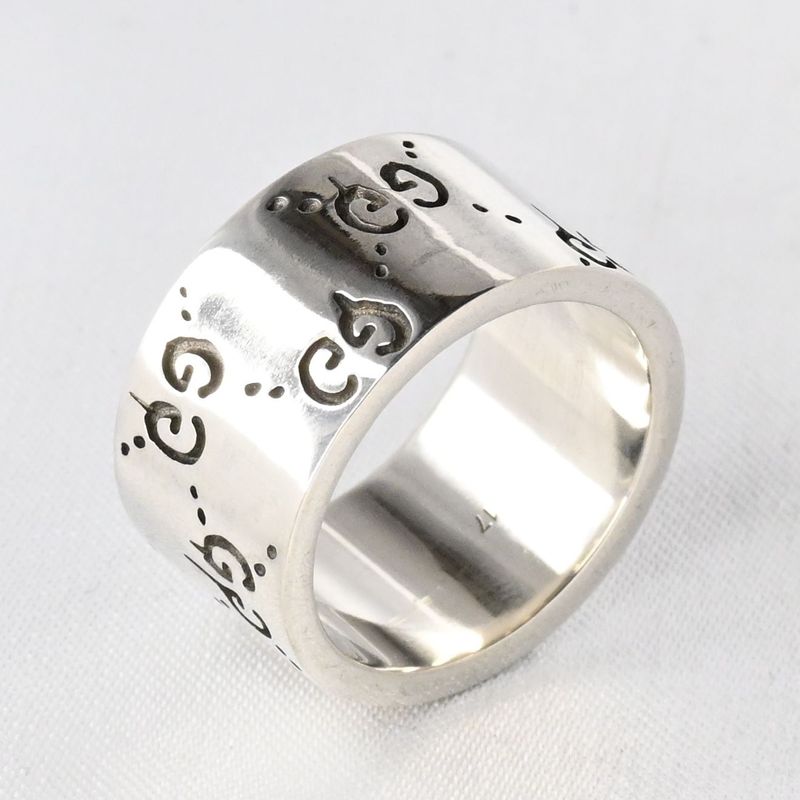 【研磨済】美品 GUCCI ゴースト ワイド リング 16号 Ag925