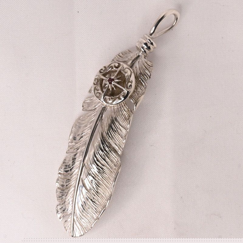 【研磨済】SAAD フェザー ホイール トップ シルバー925 太陽神 唐草 ネックレスチャーム