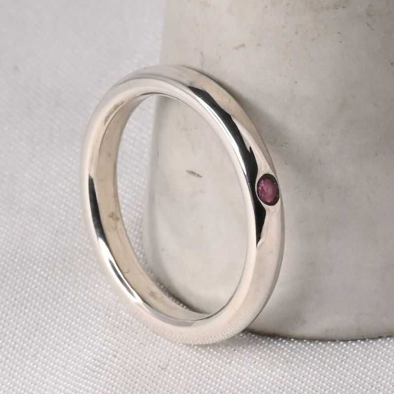 【研磨済】TIFFANY＆Co. スタッキングバンド リング ピンクサファイア 7.5号 ティファニー 指輪 シルバー925