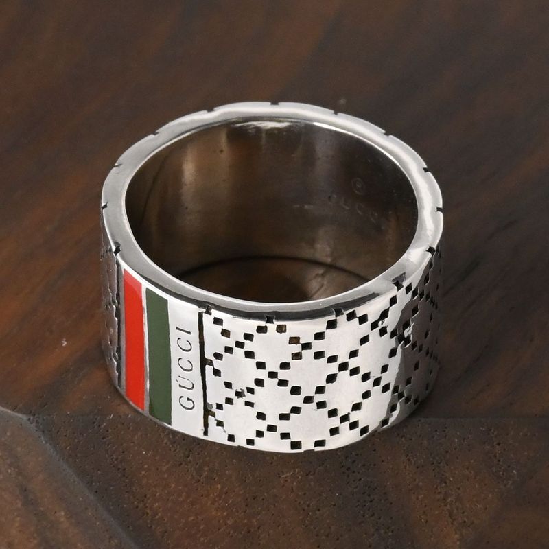 【研磨済】GUCCI ディアマンティッシマ リング 16~17号 シルバー エナメル 指輪