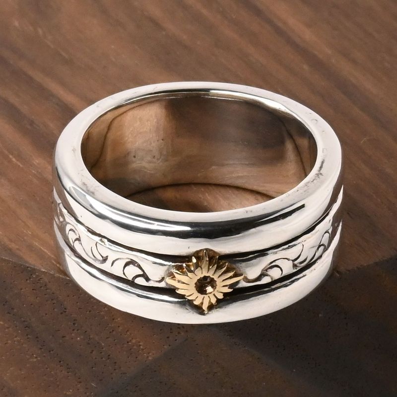 【研磨済】 ARIZONA FREEDOM K18 silver925 リング 18.5号  太陽神 唐草 シルバー アリゾナフリーダム