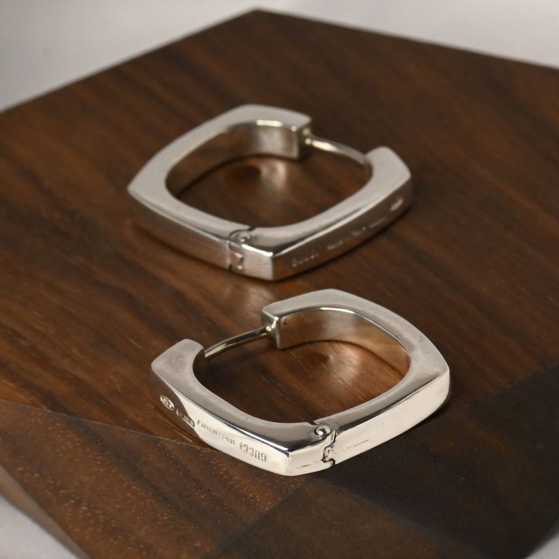 【研磨済】GUCCI シルバー スクエア フープ ピアス silver925 Ag925 グッチ