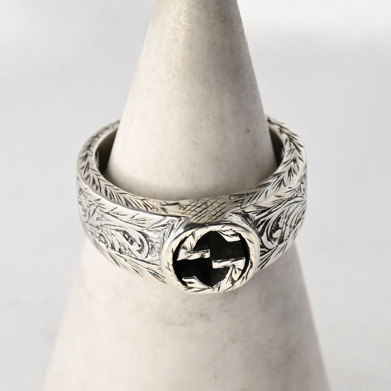 【研磨済】美品 GUCCI インターロッキングG アラベスク リング サイズ11 箱付き