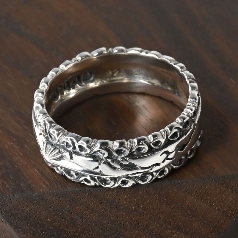 【研磨済】SAAD リング 15号 シルバー925 クラックデザイン 太陽神 サード