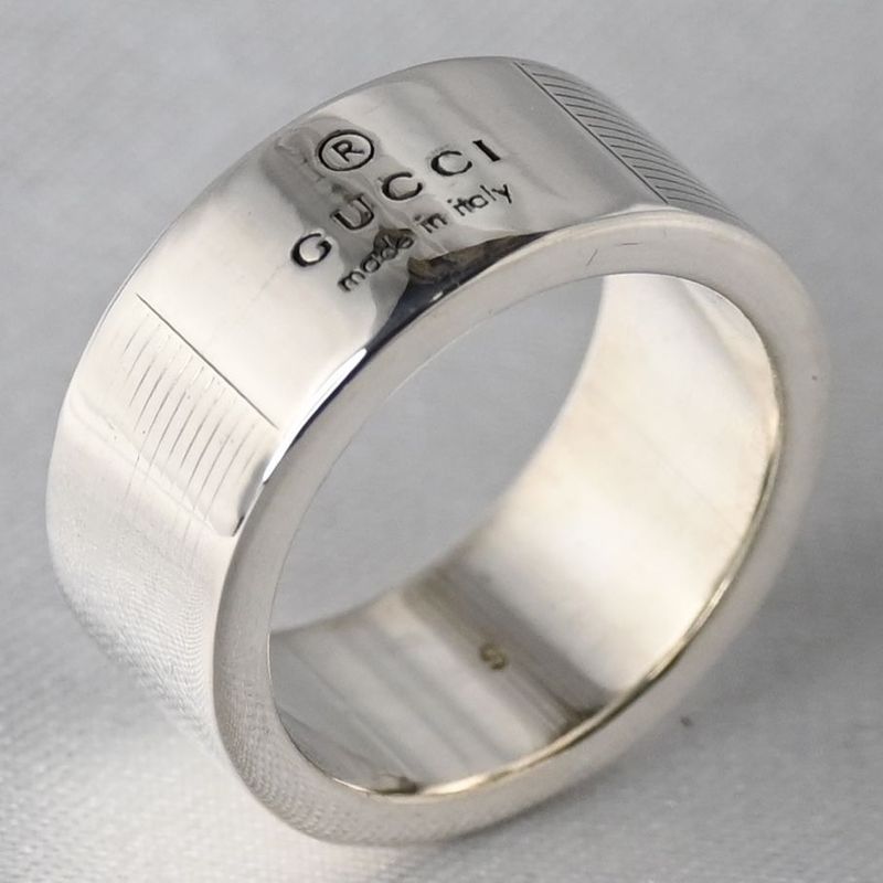 【訳あり】【研磨済】 GUCCI ロゴ リング SV925 シルバー 9号 指輪 グッチ
