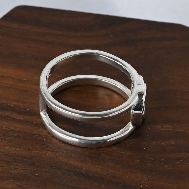 【訳あり】【研磨済】 GUCCI インターロッキング ワイドリング 16.5号