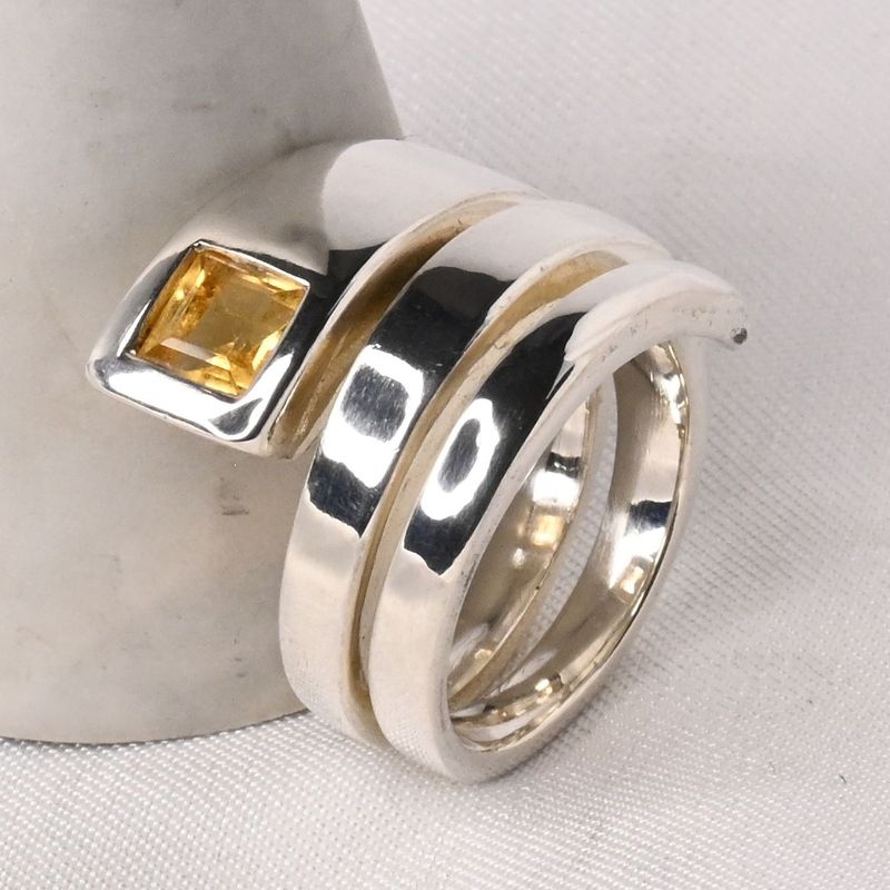 【研磨済】美品 GUCCI トパーズ スネーク リング 9.5号 Ag925 グッチ 指輪 silver925