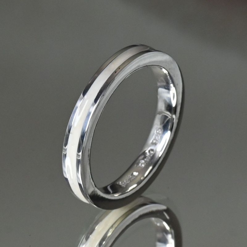 【研磨済】 JUSTIN DAVIS ホワイトエナメル シルバー リング 11号 ジャスティンデイビス 指輪