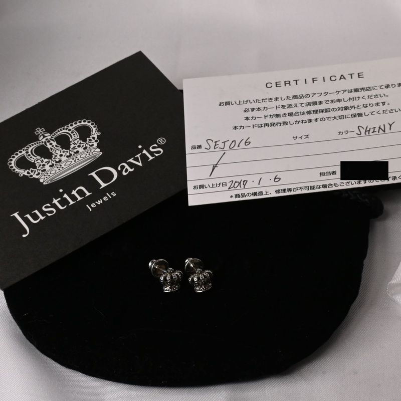 【研磨済】JUSTIN DAVIS TINY CROWN EARRING ピアス ペア SEJ016 シルバー925 タイニー クラウン イヤリング スタッド ジャスティンデイビス