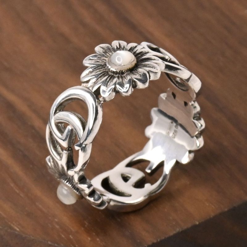 【研磨済】GUCCI ダブルG マザー・オブ・パール リング 14.5号 美品